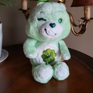 Vintage 1983 Kenner Care Bears Good Luck Bear 13" Plush Green Lucky Stuffed Toy
